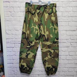 Rain Stuff Raven‎ Industries Gore-Tex Camo Pants Size L Retro Outdoor Hunting
